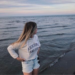 Abercrombie Crop Graphic Hoodie